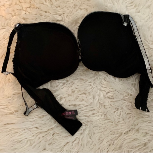 NWOT Black Fuchsia Sequin Bra 36C mega push up - Picture 2 of 3